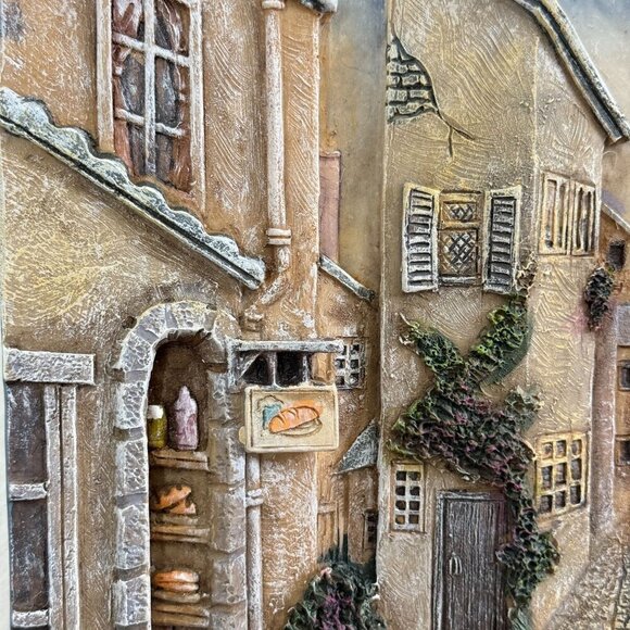 Realistic 3D Resin Wall Hanging, Cobblestone Street Village, 12" x 9.5" - Picture 4 of 15